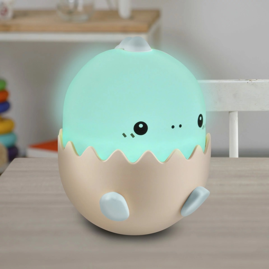 LED RGBW Dimmbare Kinderleuchte mit Touch-Funktion BABY DINO LED/0,75W/5V USB 1200 mAh blau