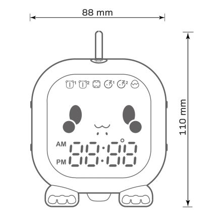 LED RGBW  Dimmbare, kleine Kinder-Nachtleuchte mit Wecker FILIP LED/1,5W/5V 1500 mAh