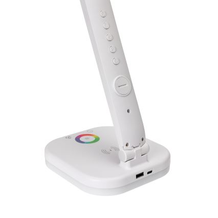 LED RGBW Dimmbare Tischleuchte mit Touch-Funktion und kabelloser Aufladung, Anzeige und USB-Anschluss MAGNUS LED/6W/5V 3000-6500K weiß