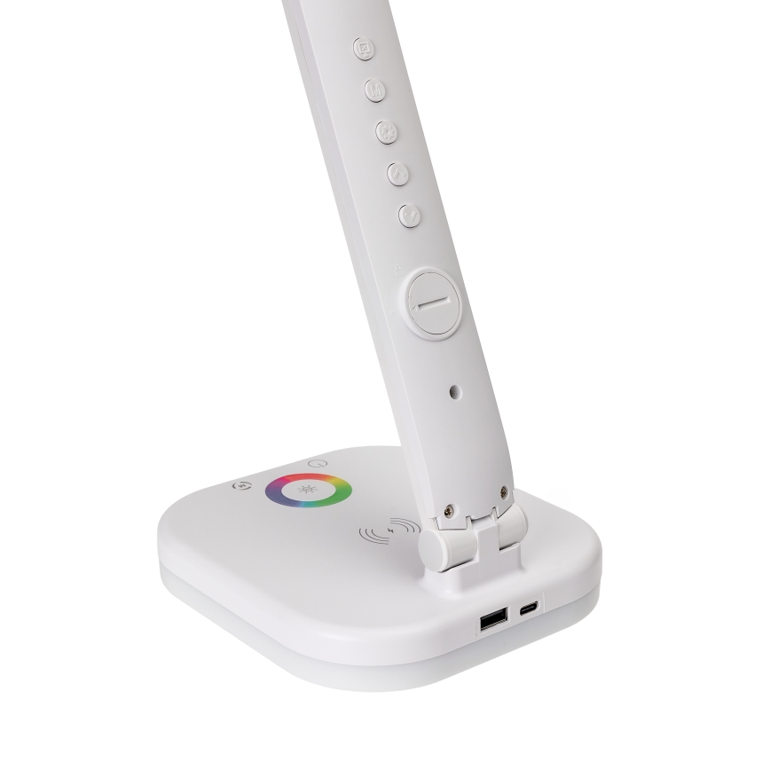 LED RGBW Dimmbare Tischleuchte mit Touch-Funktion und kabelloser Aufladung, Anzeige und USB-Anschluss MAGNUS LED/6W/5V 3000-6500K weiß