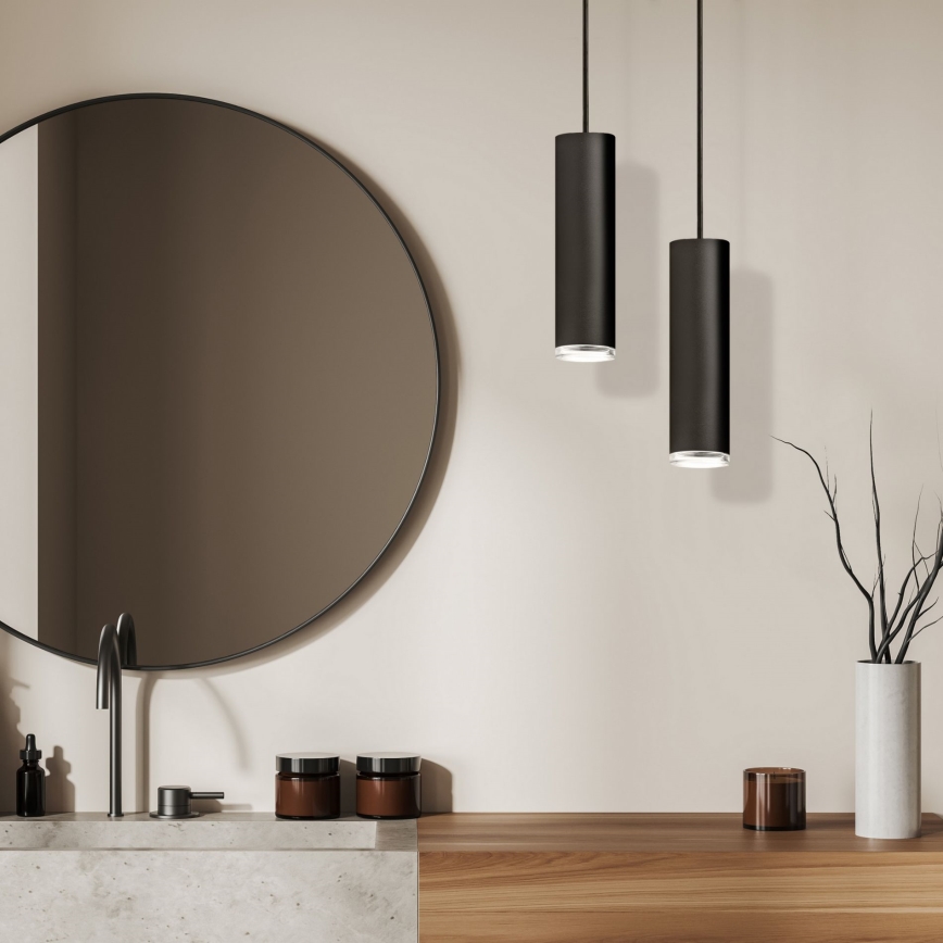 LED RGBW dimmbare Badezimmer-Hängeleuchte an Seil TURYN 1xGU10/6,5W/230V 2700-6500K Wi-Fi IP44 schwarz