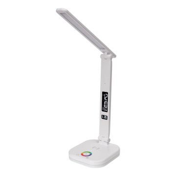 LED RGBW Dimmbare Tischleuchte mit Touch-Funktion und kabelloser Aufladung, Anzeige und USB-Anschluss MAGNUS LED/6W/5V 3000-6500K weiß
