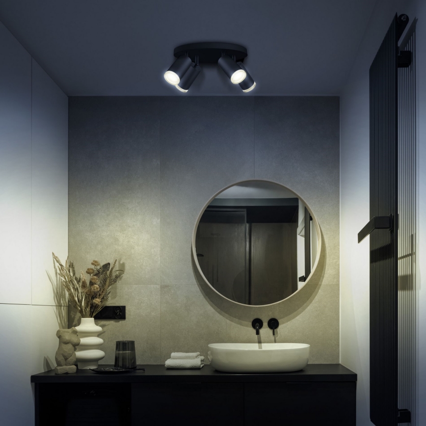 LED RGBW dimmbarer Badezimmer-Spot TURYN 4xGU10/4,8W/230V 3000K IP44 schwarz + Fernbedienung