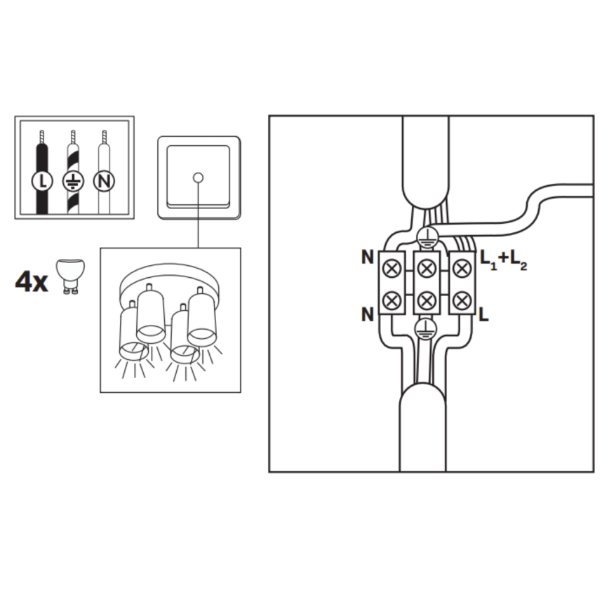 LED RGBW dimmbarer Badezimmer-Spot TURYN 4xGU10/6W/230V 3000K IP44 schwarz + Fernbedienung