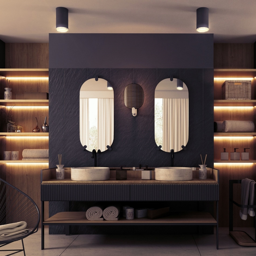 LED RGBW dimmbarer Badezimmerspot TURYN 1xGU10/4,8W/230V 3000K IP44 schwarz + Fernbedienung