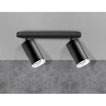 LED RGBW, dimmbarer Badezimmer-Einbaustrahler TURYN, 2x GU10/6W/230V, 3000K, IP44, schwarz + Fernbedienung