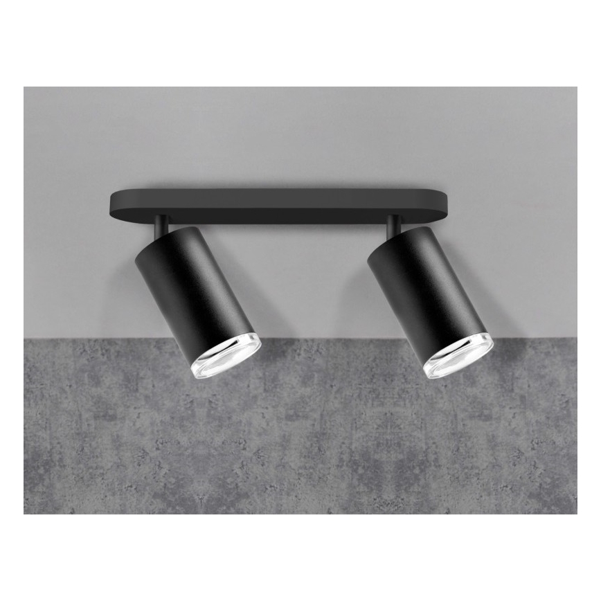 LED RGBW, dimmbarer Badezimmer-Einbaustrahler TURYN, 2x GU10/6W/230V, 3000K, IP44, schwarz + Fernbedienung