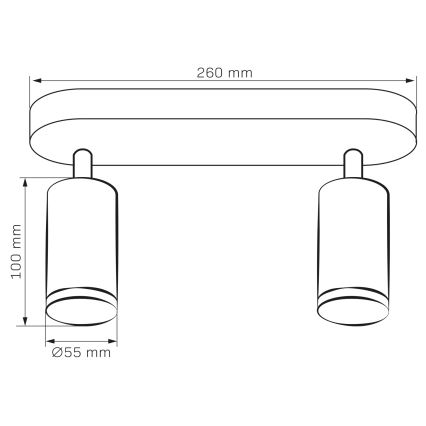 LED RGBW, dimmbarer Badezimmer-Einbaustrahler TURYN, 2x GU10/6W/230V, 3000K, IP44, schwarz + Fernbedienung