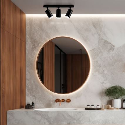 LED RGBW dimmbarer Badezimmer-Einbaustrahler TURYN 3xGU10/6W/230V 3000K IP44 schwarz + Fernbedienung