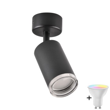 LED RGBW dimmbarer Badezimmer-Spot TURYN 1xGU10/4,8W/230V 3000K IP44 schwarz + Fernbedienung