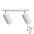 LED RGBW dimmbarer Badezimmer-Spot TURYN 2xGU10/4,8W/230V 3000K IP44 weiß + Fernbedienung