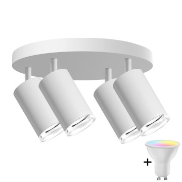 LED RGBW dimmbarer Badezimmer-Spot TURYN 4xGU10/4,8W/230V 3000K IP44 weiß + Fernbedienung