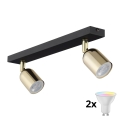 LED RGBW Dimmbarer Deckenspot TOP 2xGU10/6,5W/230V 2700-6500K schwarz/gold