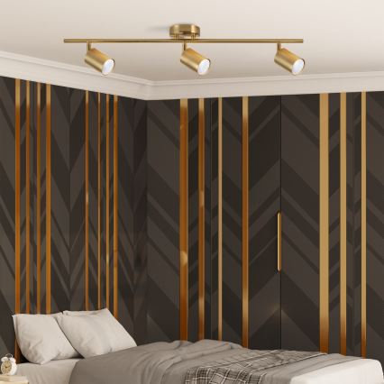 LED RGBW dimmbarer Einbaustrahler GOLDI 3xGU10/6W/230V 3000K goldfarben + Fernbedienung