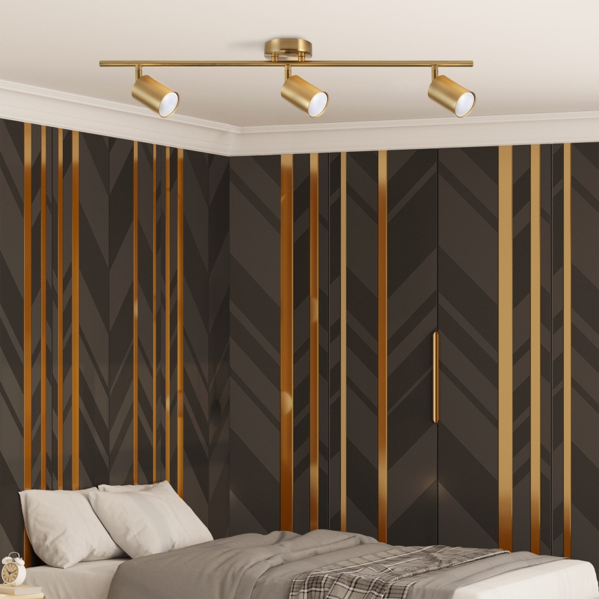 LED RGBW dimmbarer Einbaustrahler GOLDI 3xGU10/6W/230V 3000K goldfarben + Fernbedienung