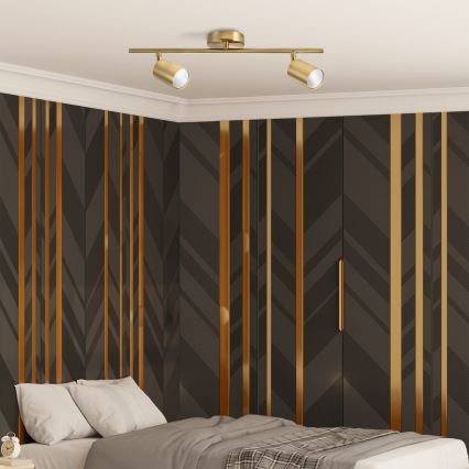 LED RGBW dimmbarer Einbaustrahler GOLDI 2xGU10/6W/230V 3000K goldfarben + Fernbedienung