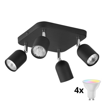 LED RGBW dimmbarer Einbaustrahler TOP 4xGU10/6,5W/230V 2700-6500K schwarz