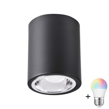 LED RGBW dimmbarer Spot JUPITER 1xE27/6,5W/230V 2700-6500K Wi-Fi Ø 9,8 cm schwarz