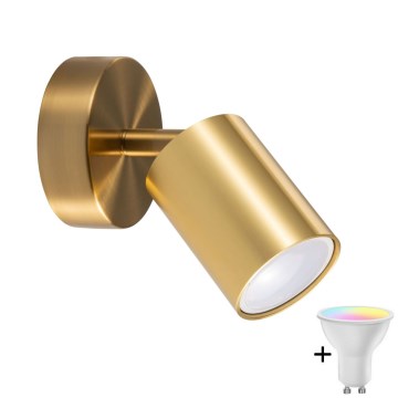 LED RGBW dimmbarer Wand-Spot GOLDIE 1xGU10/4,8W/230V 3000K Gold + Fernbedienung