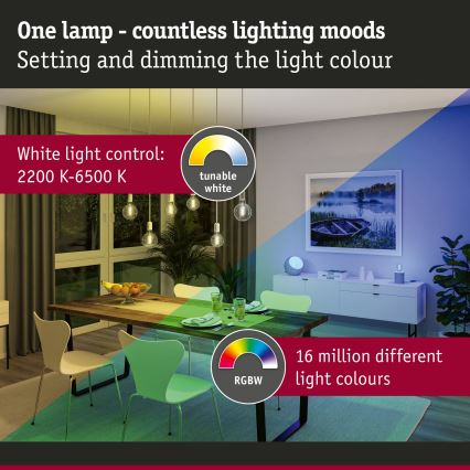 LED RGBW dimmbares FILAMENT-Leuchtmittel E27/6,3W/230V 2200-6500K - Paulmann 29156