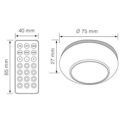 Dimmbare Möbelbeleuchtung (LED RGBW) LED/0,5W/4,5V 3xAAA weiß + Fernbedienung