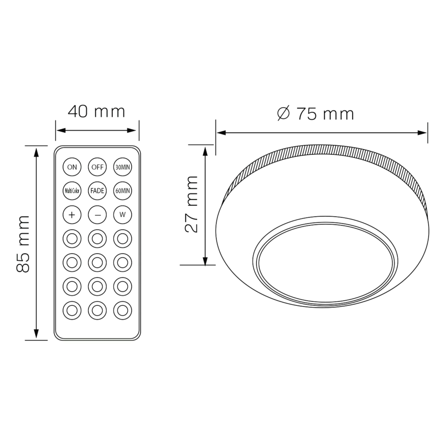 Dimmbare Möbelbeleuchtung (LED RGBW) LED/0,5W/4,5V 3xAAA weiß + Fernbedienung