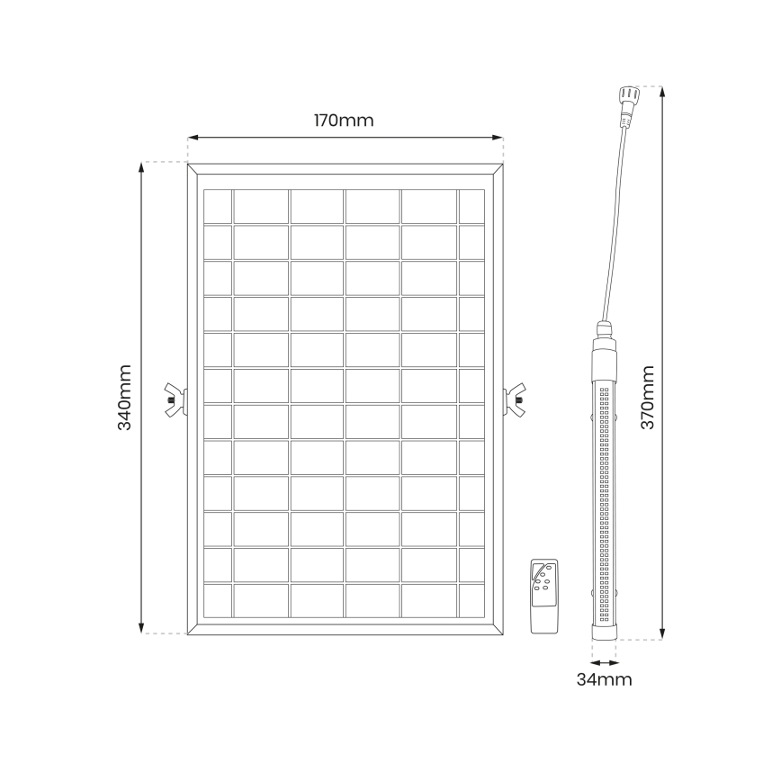 Dimmbare LED-Röhre für den Außenbereich mit Sensor und Solarpanel JIMMY 40W/5000 mAh 3,7V 6000K IP65 + Fernbedienung