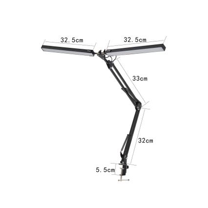 LED-Schreibtischlampe mit Klemme 2xLED/10W/230V 2800-6800K
