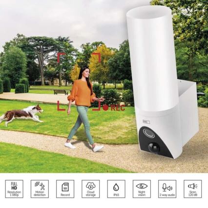 LED-Smart-Kamera mit Leuchte für den Outdoor-Bereich GoSmart LED/12W/230V IP65 Wi-Fi Tuya weiß