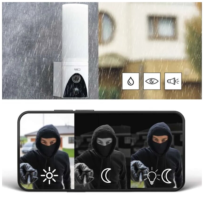 LED-Smart-Kamera mit Leuchte für den Outdoor-Bereich GoSmart LED/12W/230V IP65 Wi-Fi Tuya weiß