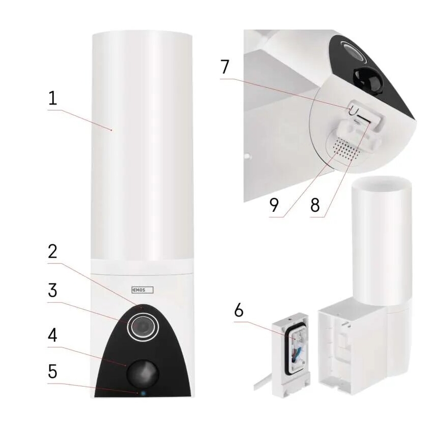 LED-Smart-Kamera mit Leuchte für den Outdoor-Bereich GoSmart LED/12W/230V IP65 Wi-Fi Tuya weiß
