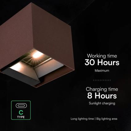 LED-Solar-Wandleuchte mit Sensor LED/9W/3,7V 3000/4000/5000K IP65 2600 mAh braun