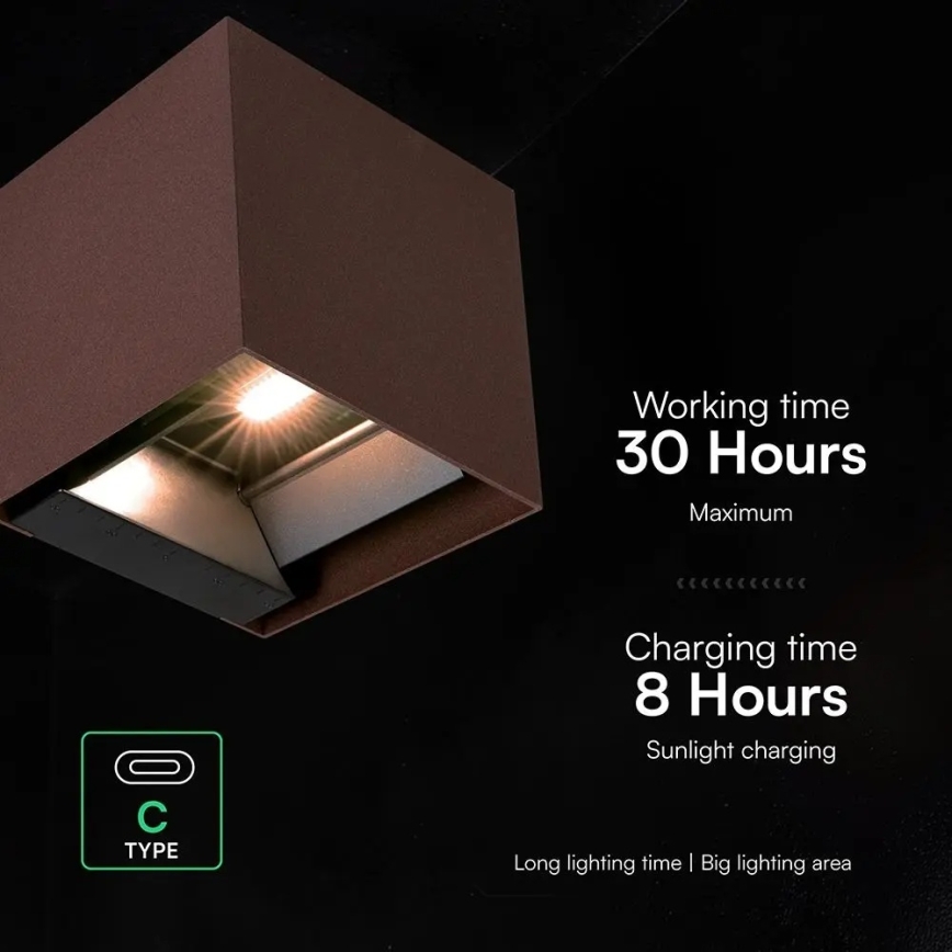 LED-Solar-Wandleuchte mit Sensor LED/9W/3,7V 3000/4000/5000K IP65 2600 mAh braun