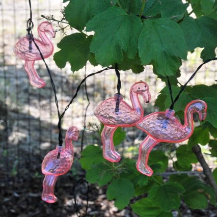 LED Solar-Dekorationslichterkette 10xLED/1,2V 300 mAh 3,8 m IP44 Flamingo