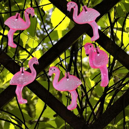 LED Solar-Dekorationslichterkette 10xLED/1,2V 300 mAh 3,8 m IP44 Flamingo