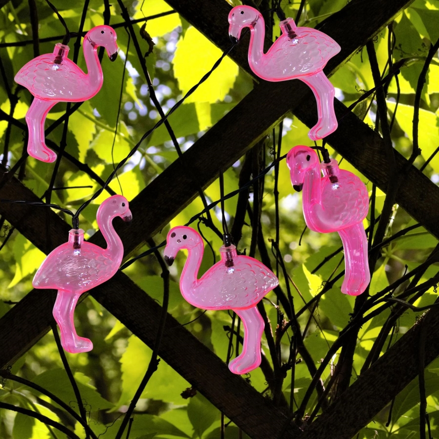 LED Solar-Dekorationslichterkette 10xLED/1,2V 300 mAh 3,8 m IP44 Flamingo