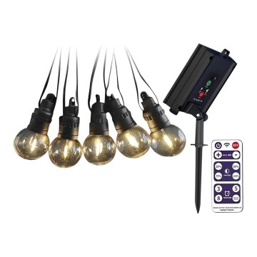 LED Solar-Lichterkette 10xLED/0,5W/4,5V 12 m 3000K IP44 1200 mAh + Fernbedienung