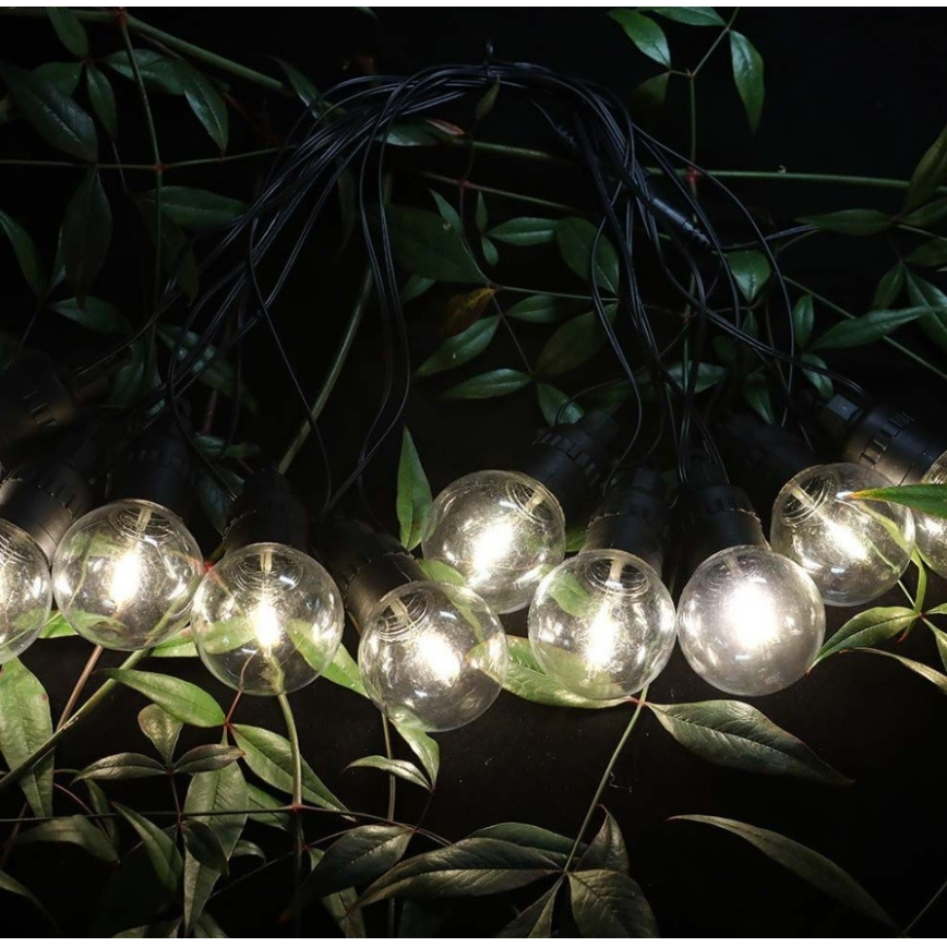 LED Solar-Lichterkette 10xLED/0,5W/4,5V 12 m 3000K IP44 1200 mAh + Fernbedienung