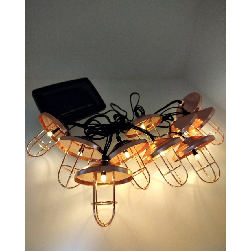 LED-Solar-Lichterkette 10xLED/1,2V 300 mAh 3,8 m IP44 kupferfarben