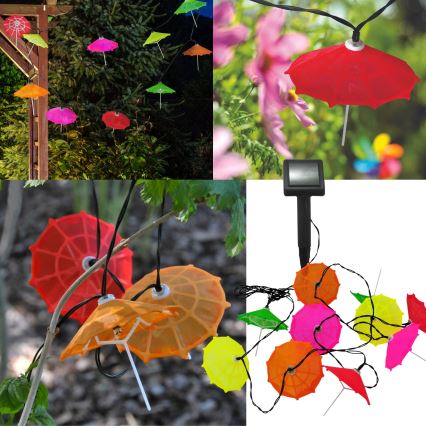 LED Solar-Lichterkette 10xLED/1,2V 300 mAh 3,8 m IP44 für Sonnenschirme