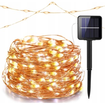 LED Solar-Lichterkette, 200 LEDs, 1,2 V, 800 mAh, 12 m, IP44, schwarz