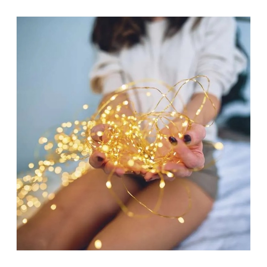 LED Solar-Lichterkette LED/2,4W/1,2V 1xAA 15 m IP44 3000K 600 mAh