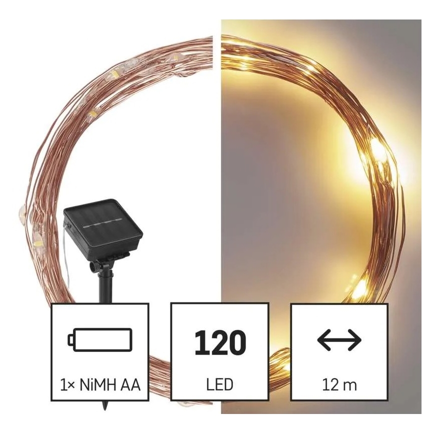 LED Solar-Lichterkette LED/2,4W/1,2V 1xAA 15 m IP44 3000K 600 mAh