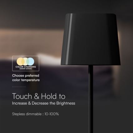 LED Solar-Dimmbar Magnetische Touch-Lade-Tischlampe LED/5W/5V 3000-6000K 3600 mAh IP65 Schwarz