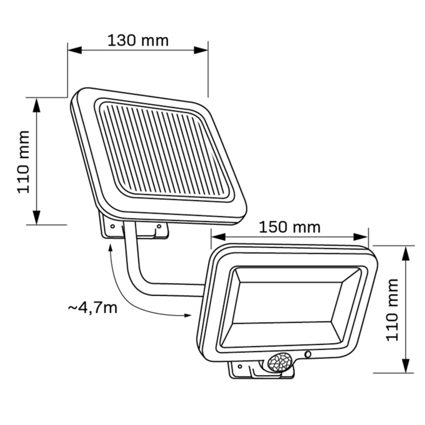 LED-Solar-Strahler mit Sensor DUO LED/1W/3,7V IP44