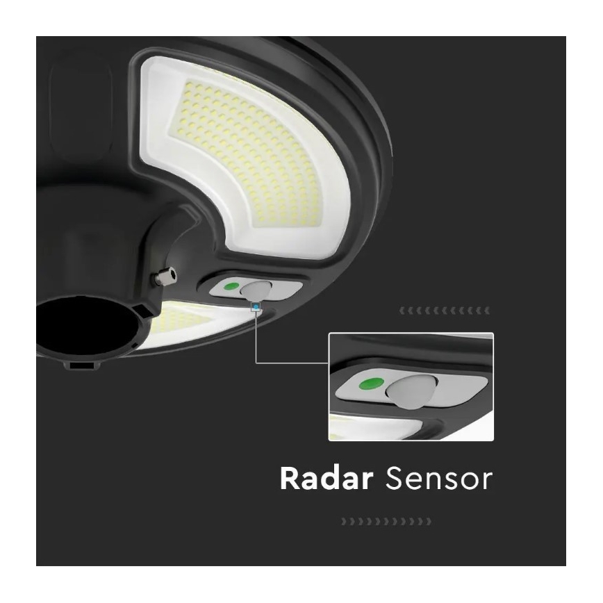 LED-Solar-Straßenlampe mit Sensor LED/10W/3,2V 6500K IP65 + Fernsteuerung