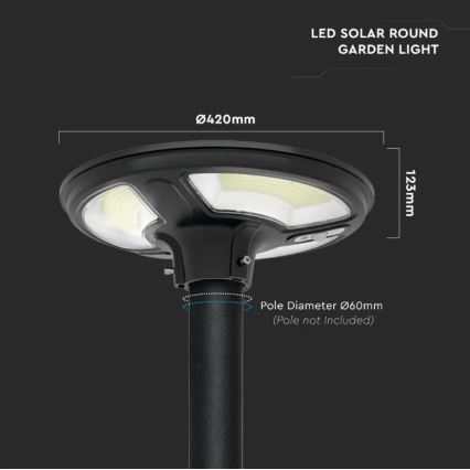 LED-Solar-Straßenlampe mit Sensor LED/10W/3,2V 6500K IP65 + Fernsteuerung