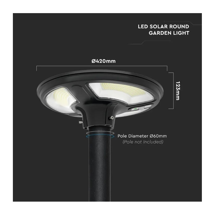 LED-Solar-Straßenlampe mit Sensor LED/10W/3,2V 6500K IP65 + Fernsteuerung
