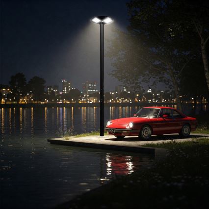 LED-dimmbar solarbetriebene Straßenlampe mit Sensor LED/15W/6V 11000 mAh 6500K IP65 schwarz + Fernbedienung