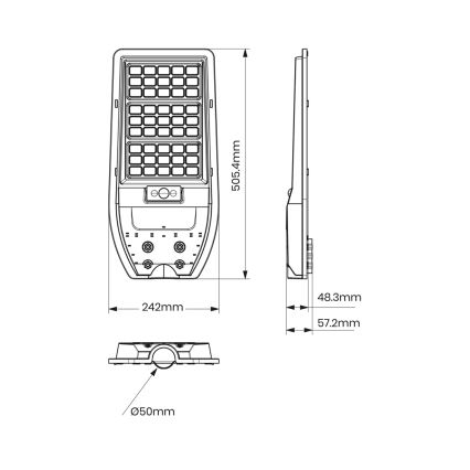 LED-Solar-Straßenlampe VIA 100W/10000 mAh 3,2V 6000K IP65 + Fernbedienung